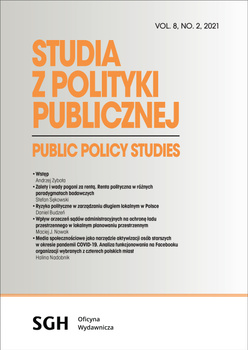 STUDIA Z POLITYKI PUBLICZNEJ VOL. 8, NO.2,2021, Public Policy Studies