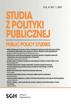 STUDIA Z POLITYKI PUBLICZNEJ VOL. 8, NO.1,2021, Public Policy Studies