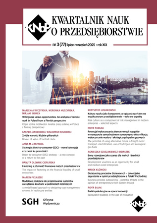 KWARTALNIK NAUK O PRZEDSIĘBIORSTWIE Tom 77 Nr 3 (2025)